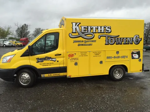 Keith's Towing roadside battery service van