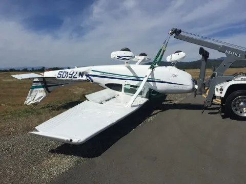 Keith's Towing recovery equipment used for a small aircraft